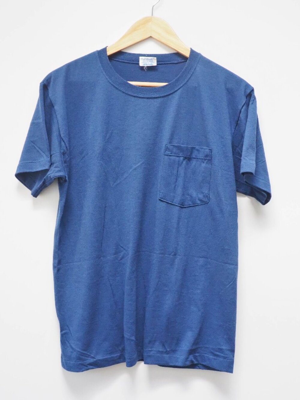 Vtg Plain Blue Watson's Tshirt - Medium - Chest Pocket - Softened Tee